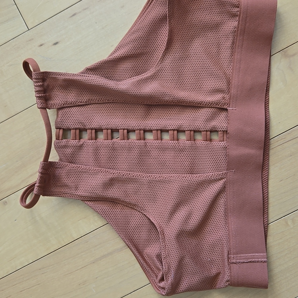 Nike Women's Dri-Fit High Neck Rust Colored Sports Bra - Picture 4 of 5